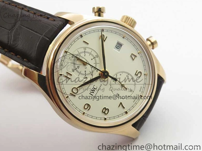 MIROTIME 0321 Lightweight Portugieser Chrono  42 IW390406 RG ZF 1:1 Best Edition White Dial on Brown Leather Strap A 7123